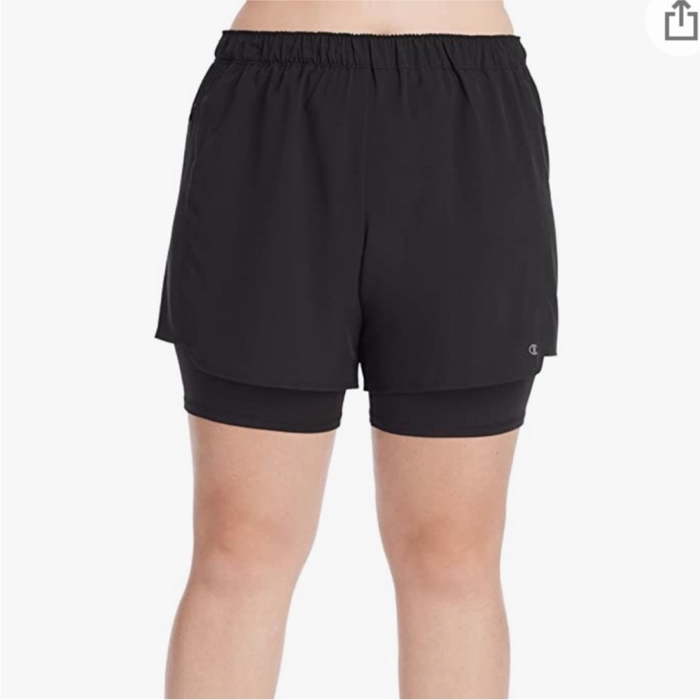 Champion Double Layer Running Shorts Black Athletic Lined  Plus Size 4x